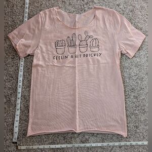 Pink Graphic Tee with Cactus Design